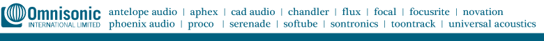 Omnisonic International Ltd: distributors in Portugal of Antelope Audio, Aphex, CAD, Chandler, Flux, Focal, Focusrite, Novation, Phoenix Audio, ProCo, Serenade, Softube, Sontronics, Toontrack & Universal Acoustics